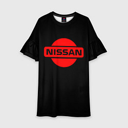 Платье клеш для девочки Nissan red logo, цвет: 3D-принт