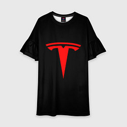 Платье клеш для девочки Tesla red logo, цвет: 3D-принт