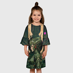 Платье клеш для девочки Девушка-андроид в защитной броне, цвет: 3D-принт — фото 2