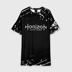 Платье клеш для девочки Horizon Zero Dawn всплеск красок, цвет: 3D-принт