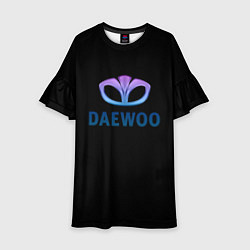 Платье клеш для девочки Daewoo logo neon, цвет: 3D-принт