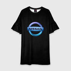 Платье клеш для девочки Nissan logo neon, цвет: 3D-принт