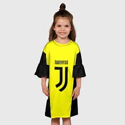 Платье клеш для девочки Juventus sport geometry yellow, цвет: 3D-принт — фото 2