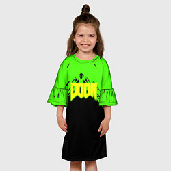 Платье клеш для девочки Doom кислотное лого, цвет: 3D-принт — фото 2