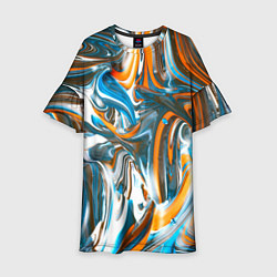Платье клеш для девочки Иллюзия смешанных абстрактных красок, цвет: 3D-принт