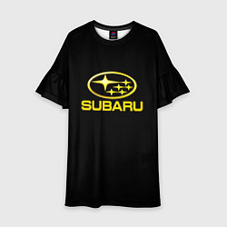 Платье клеш для девочки Subaru logo yellow, цвет: 3D-принт