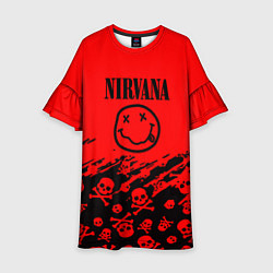 Платье клеш для девочки Nirvana rock skull, цвет: 3D-принт