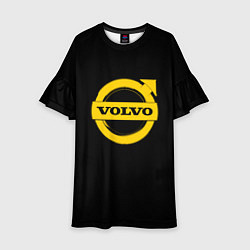 Платье клеш для девочки Volvo yellow logo, цвет: 3D-принт