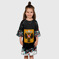 Платье клеш для девочки Российская империя герб глитч, цвет: 3D-принт — фото 2