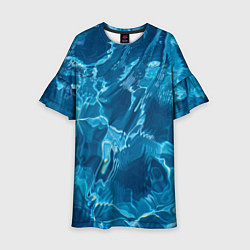 Платье клеш для девочки Текстура океана, цвет: 3D-принт