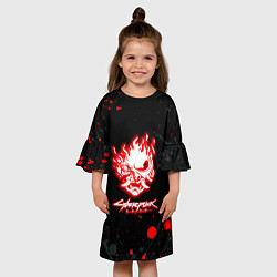 Платье клеш для девочки Samurai flame logo, цвет: 3D-принт — фото 2