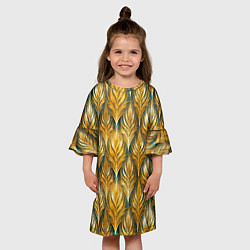 Платье клеш для девочки Золото осени травинки, цвет: 3D-принт — фото 2
