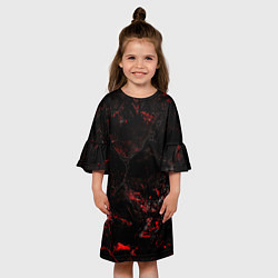 Платье клеш для девочки Потертая красная текстура, цвет: 3D-принт — фото 2
