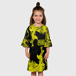 Платье клеш для девочки PUBG жёлтый огонь, цвет: 3D-принт — фото 2