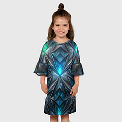 Платье клеш для девочки Темная текстура со свечением, цвет: 3D-принт — фото 2