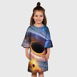 Платье клеш для девочки Чёрная дыра поглощает вселенную, цвет: 3D-принт — фото 2