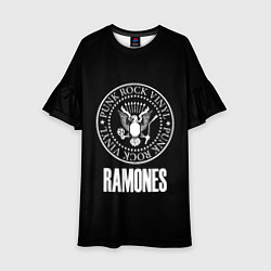 Платье клеш для девочки Ramones rock logo, цвет: 3D-принт