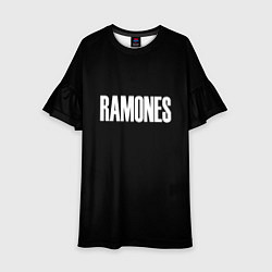 Платье клеш для девочки Ramones white logo, цвет: 3D-принт