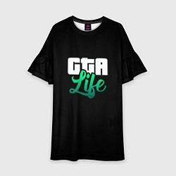 Платье клеш для девочки GTA life logo, цвет: 3D-принт