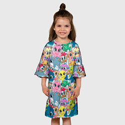 Платье клеш для девочки Мультяшные обитатели морей, цвет: 3D-принт — фото 2