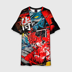 Платье клеш для девочки Самурай и демон Они, цвет: 3D-принт