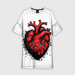 Платье клеш для девочки Черно-красное сердце настоящее, цвет: 3D-принт