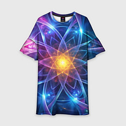 Платье клеш для девочки Космический закрученный узор-лотос: энергия вселен, цвет: 3D-принт