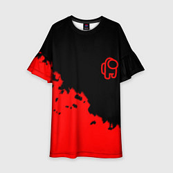 Платье клеш для девочки Among us красные краски, цвет: 3D-принт