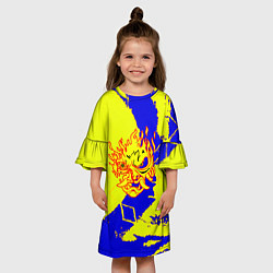 Платье клеш для девочки Samurai logo yellow fire, цвет: 3D-принт — фото 2