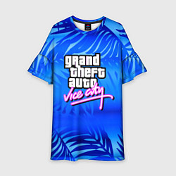 Платье клеш для девочки GTA vice city тропики, цвет: 3D-принт