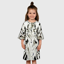 Платье клеш для девочки Black and white abstraction, цвет: 3D-принт — фото 2