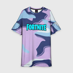 Платье клеш для девочки Fortnite camo steel, цвет: 3D-принт