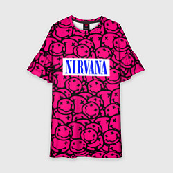 Платье клеш для девочки Nirvana pink logo, цвет: 3D-принт