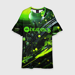 Платье клеш для девочки Deadlock logo зеленая абстракция, цвет: 3D-принт