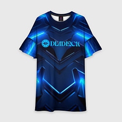 Платье клеш для девочки Deadlock logo и синий неон, цвет: 3D-принт
