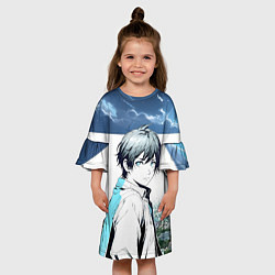 Платье клеш для девочки Аниме город, цвет: 3D-принт — фото 2