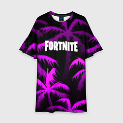 Платье клеш для девочки Fortnite тропики, цвет: 3D-принт