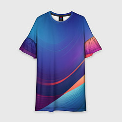 Платье клеш для девочки Красивый градиент абстракция, цвет: 3D-принт