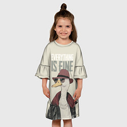 Платье клеш для девочки Гусь - все хорошо, цвет: 3D-принт — фото 2