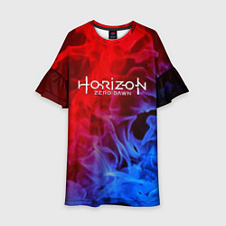 Платье клеш для девочки Horizon zero dawn fire gradient, цвет: 3D-принт