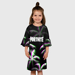 Платье клеш для девочки Fortnite glitch tropix, цвет: 3D-принт — фото 2