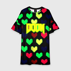 Платье клеш для девочки Doom кислотные сердца, цвет: 3D-принт