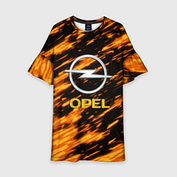 Платье клеш для девочки Opel штрихи огненные, цвет: 3D-принт