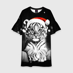 Платье клеш для девочки Милый тигрёнок на Рождество, цвет: 3D-принт
