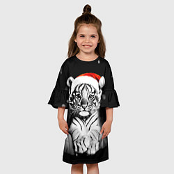 Платье клеш для девочки Милый тигрёнок на Рождество, цвет: 3D-принт — фото 2