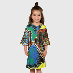 Платье клеш для девочки Улица проспект городской, цвет: 3D-принт — фото 2