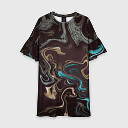 Платье клеш для девочки Волна безумия, цвет: 3D-принт