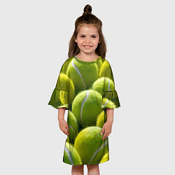 Платье клеш для девочки Теннисные мячи, цвет: 3D-принт — фото 2