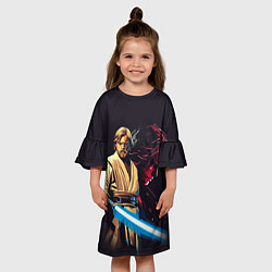 Платье клеш для девочки Оби Ван и Энакин - Звездные войны, цвет: 3D-принт — фото 2