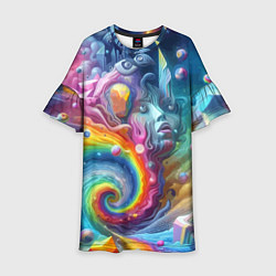 Платье клеш для девочки Абстрактное граффити с лицом девушки, цвет: 3D-принт